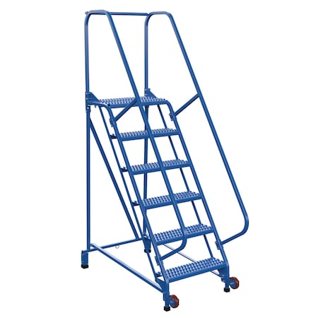 Vestil 90 H Steel Tip N Roll Ladder, Grip, 6 Step, 58 deg., 6 Steps LAD-TRN-60-6-G